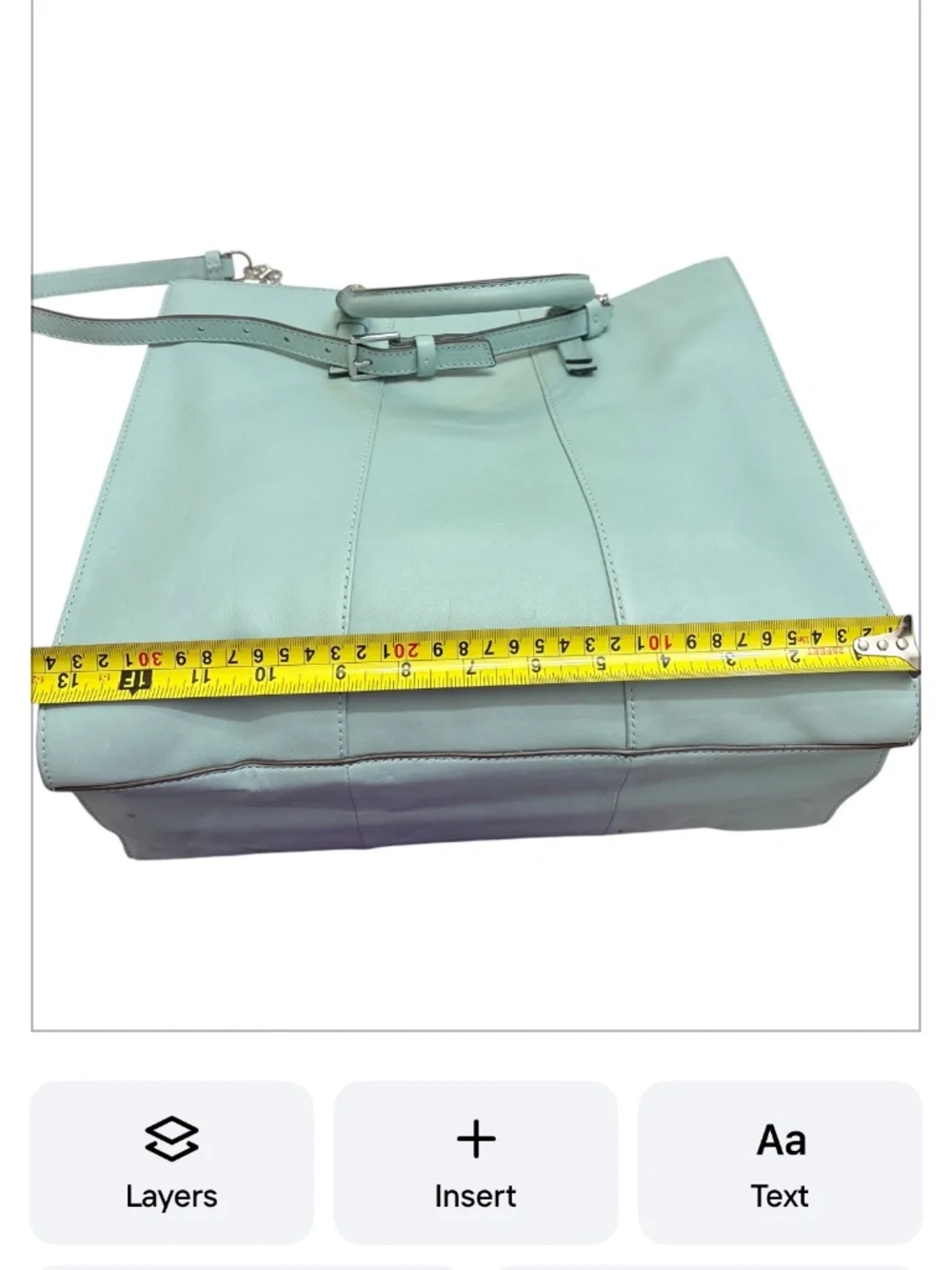 Tory Burch cass leather tote bag in mint blue leather